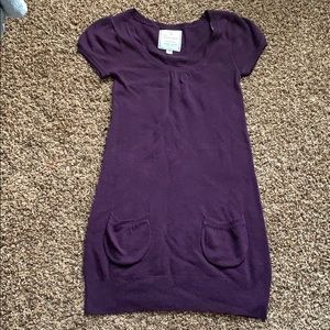Purple mini sweater dress with pockets
